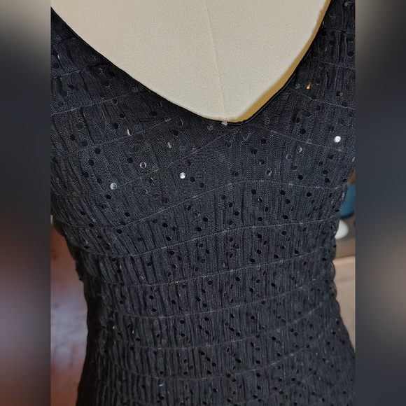 Ralph Lauren Vintage Black Sequin Netted Strappy Cocktail Party Dress Size Small - Picture 4 of 11